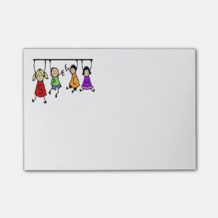 Cute Kids Cartoon Holding Speech therapy Words Post-it Notes