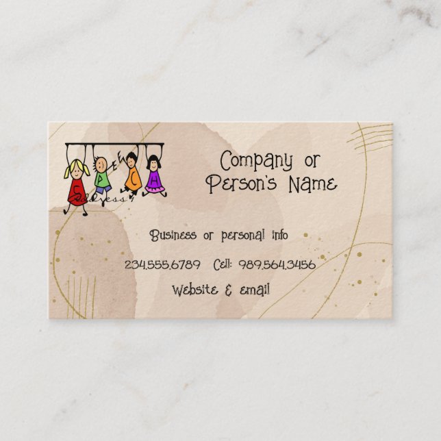 Cute Kids Cartoon Holding Speech Words Business Ca Card (Front)