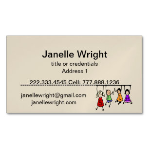 Cute Kids Cartoon Holding Speech Words Magnetic Business Card