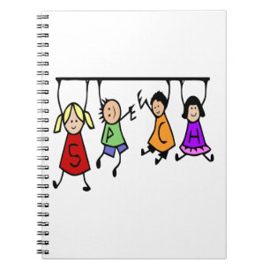 Cute Kids Cartoon Holding Speech Words Spiral Notebook