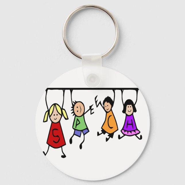 Cute Kids Cartoon Speech Therapist art Key Ring (Front)