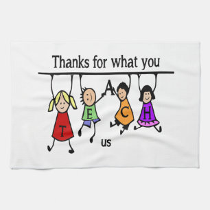 Cute Kids Cartoon Spelling Teach for Teachers Tea Towel