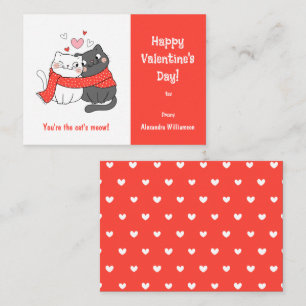 Cute Kids Cats Meow Cat Valentines Day Red Card