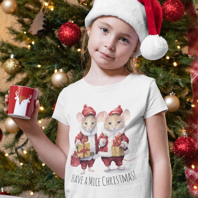 Cute Kids Christmas Animal Mice Children's festive T-Shirt (Creator Uploaded)