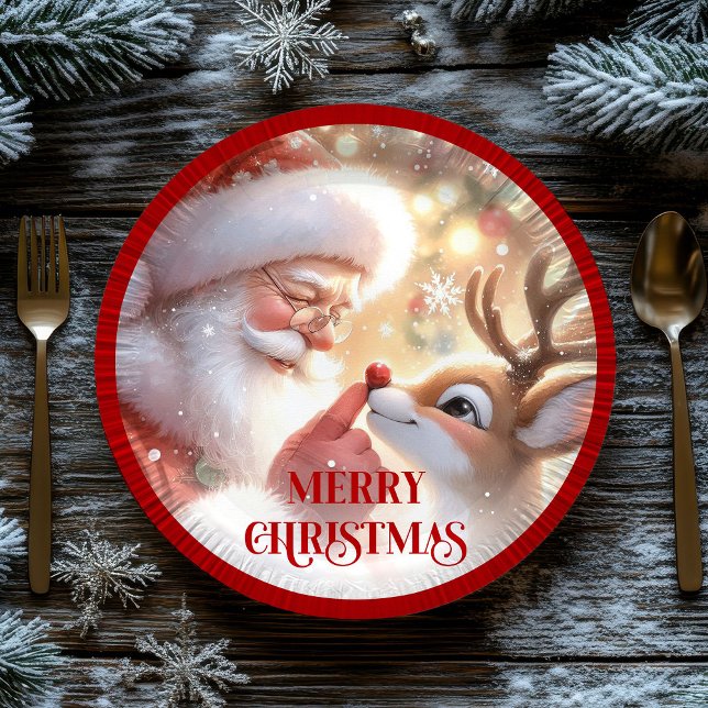 Cute Kids Christmas Dinner Plates Santa Rudolph (Cute Kids Christmas Dinner Plates Santa Rudolph)