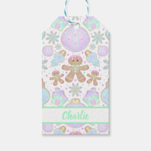 Cute Kids Christmas Gingerbread Cookie Pattern Gift Tags