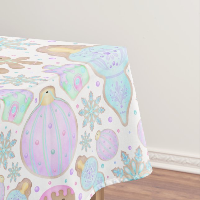 Cute Kids Christmas Gingerbread Cookie Pattern Tablecloth (In Situ)