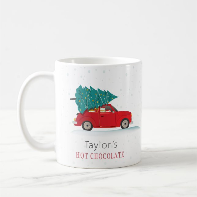 Cute Kids Christmas Holiday Personalised Coffee Mug (Left)