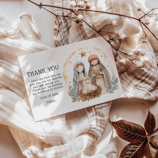 Cute Kids Christmas Nativity Christmas Thank You Card (Creator Uploaded)