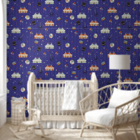 Cute Kids Circus Pattern on Blue