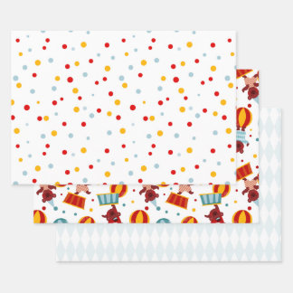 Cute Kids Circus Retro Wrapping Paper Sheet