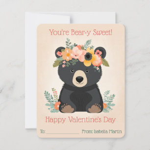 Cute Kids Classroom You're Bear-y Sweet Valentines Holiday Card