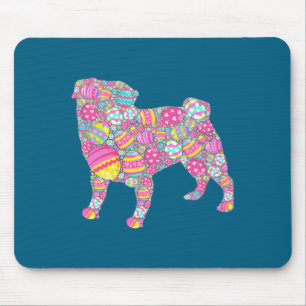 Cute Kids Colourful Eggs Pug Dog Puppy Mouse Pad