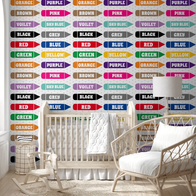 Cute Kids Colours Learning Repeat Pattern Wallpaper (Kids)