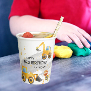 Cute Kids Construction Birthday  Paper Cups