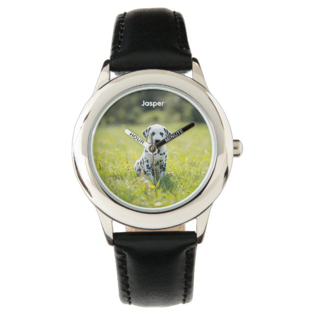 Cute Kid's Dalmatian Personalised Watch (Front)