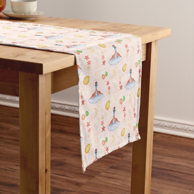 Cute Kids Dino Birthday Dinosaur Short Table Runner (In Situ)