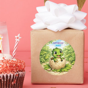 Cute Kids Dinosaur Hatchling Classic Round Sticker