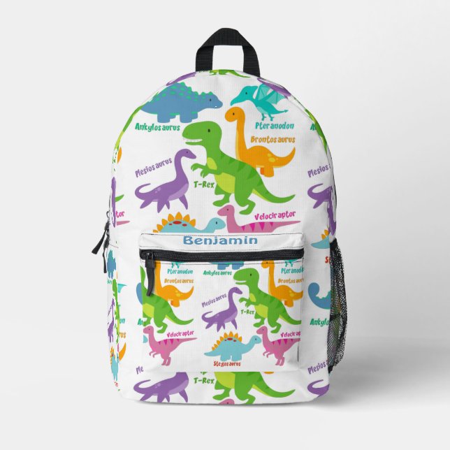 Cute Kids Dinosaur Printed Backpack (Front)