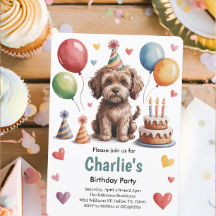 Cute Kids Dog Birthday Party Invitation