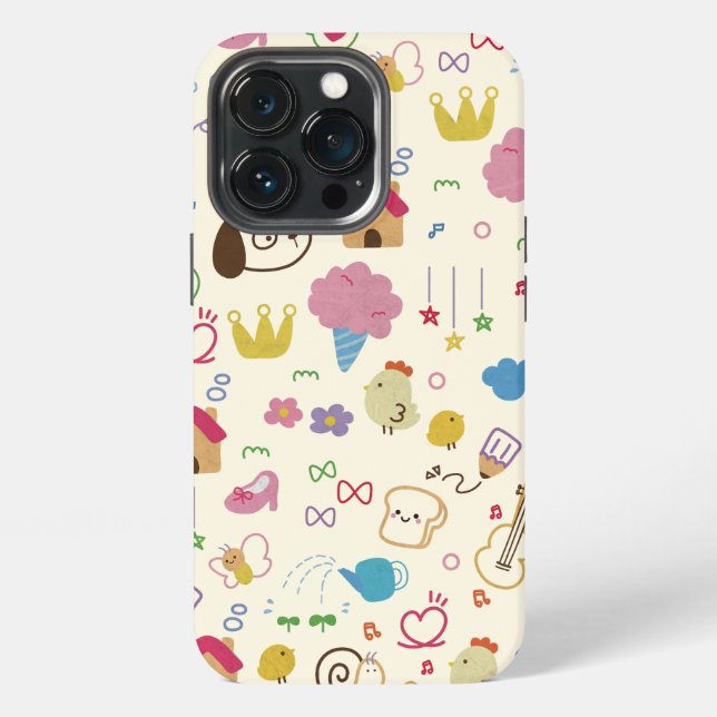 Cute Kids Doodle Pattern iPhone Case (Back)