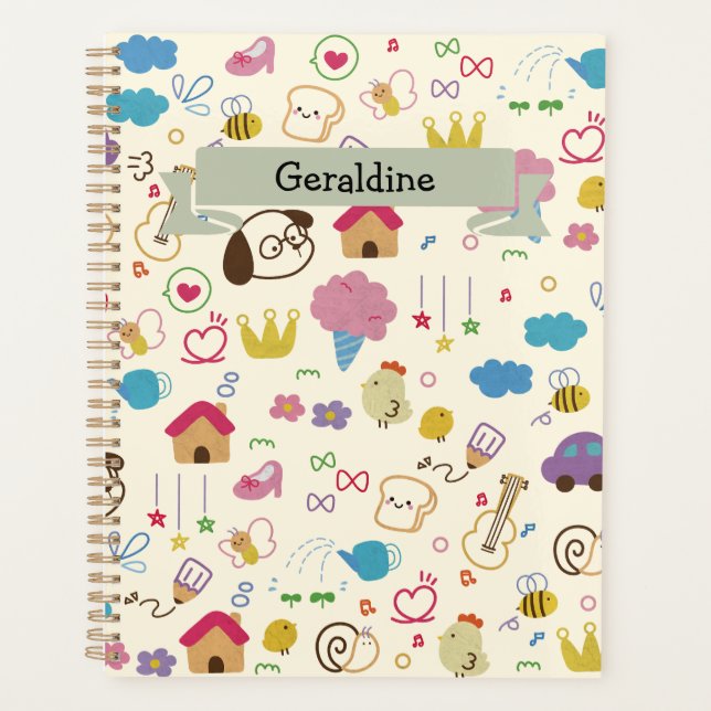 Cute Kids Doodle Pattern Planner (Front)
