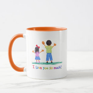 Cute Kids Drawing I Love You So Much Colourful Mug