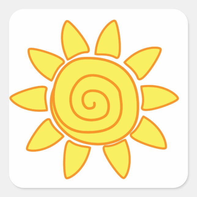 Cute Kids Drawing Sun Illustration Square Sticker (Front)