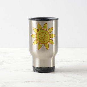 Cute Kids Drawing Sun Illustration Travel Mug