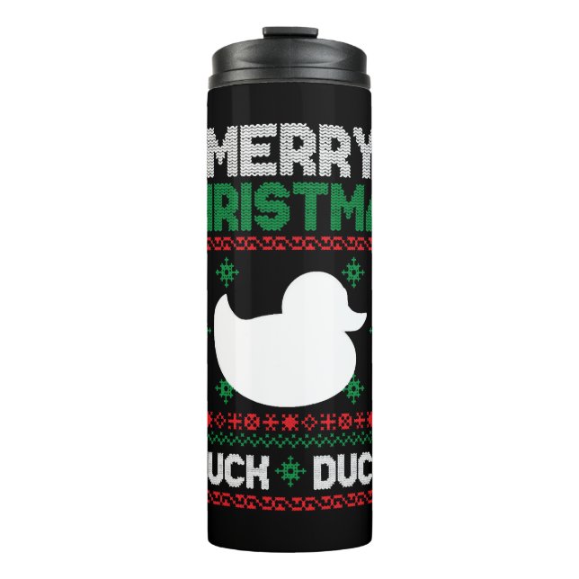 Cute Kids Duck Ugly Christmas Tshirt Thermal Tumbler (Front)