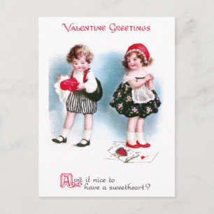 Cute Kids Exchange Valentines Vintage Holiday Postcard
