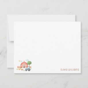 Cute Kids Farm Animals Flat Note Card