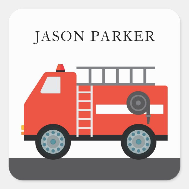 Cute Kids Fire Truck Stickers (Front)