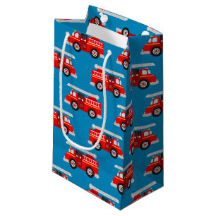 cute kids firetruck pattern party small gift bag