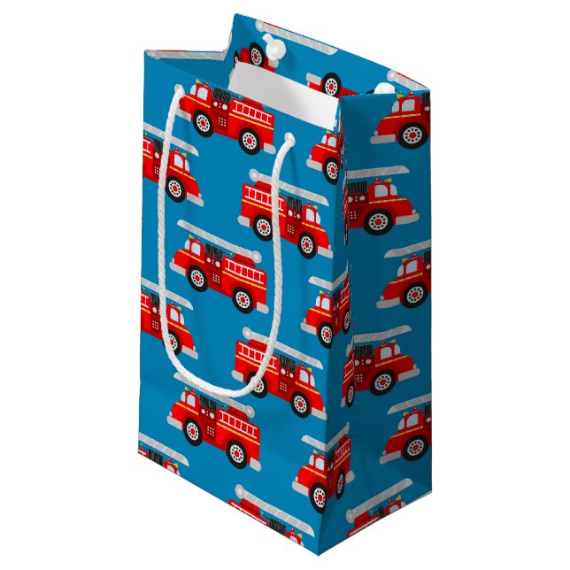 cute kids firetruck pattern party small gift bag (Front Angled)