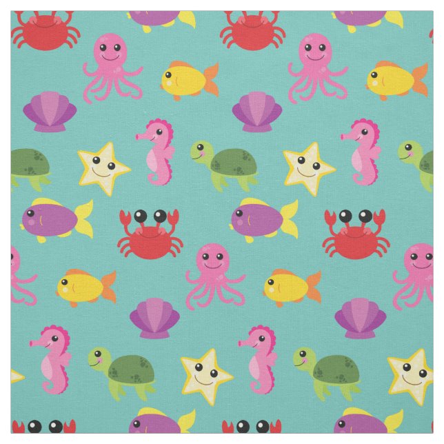 Cute Kids Fish Baby Nursery Aquarium Ocean Fabric (Swatch)