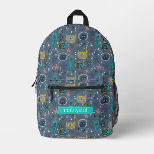 Cute Kids Fish Cats Starfish Jellyfish Undersea Printed Backpack