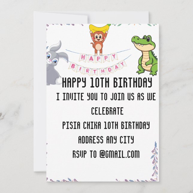 Cute Kids Floral Birthday Invitation | Garden Part (Front)