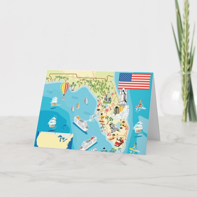 Cute Kids Florida Map Card (Front)