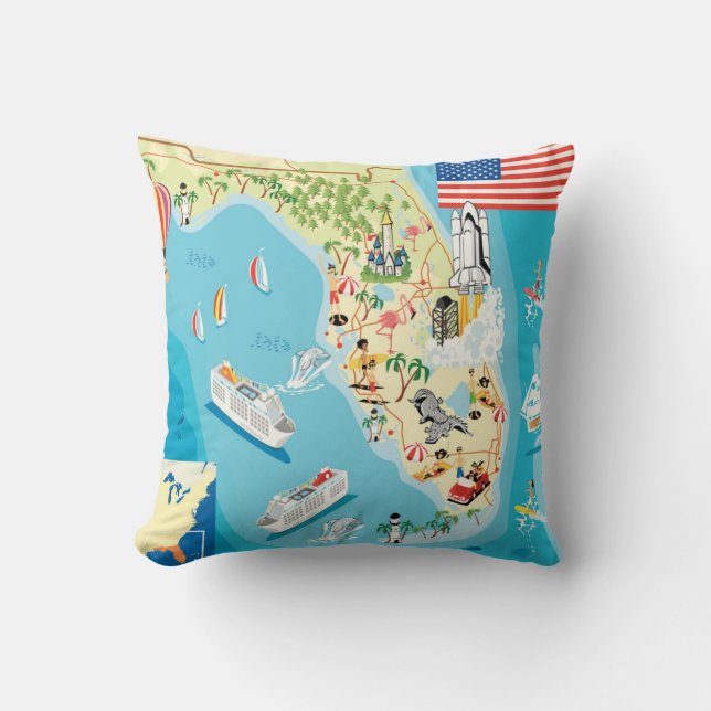 Cute Kids Florida Map Cushion (Front)