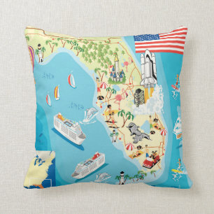 Cute Kids Florida Map Cushion