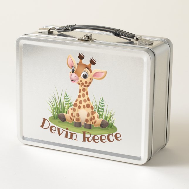 Cute Kids Giraffe Custom Lunchbox (Front)