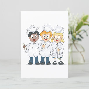 Cute Kids Graduation Cartoon Invitation