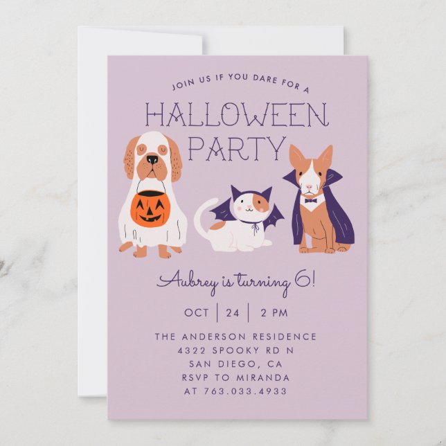 Cute Kids Halloween Birthday Party Invitation (Front)