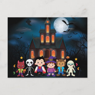 Cute Kids Halloween Costume Party Holiday Postcard