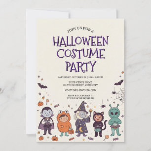Cute Kids Halloween Costume Party Invitation