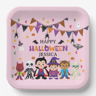 Cute Kids Halloween Costume Party Paper Plate