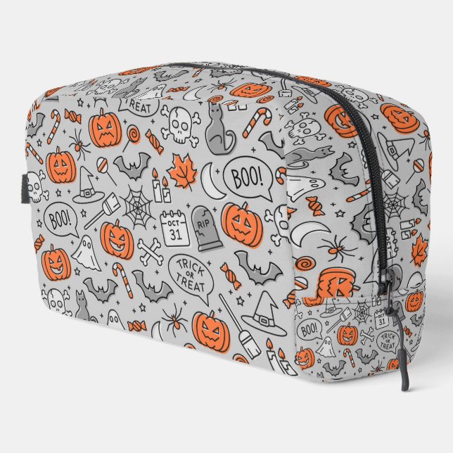 Cute Kids Halloween Doodle Pattern Dopp Kit (Right Corner)