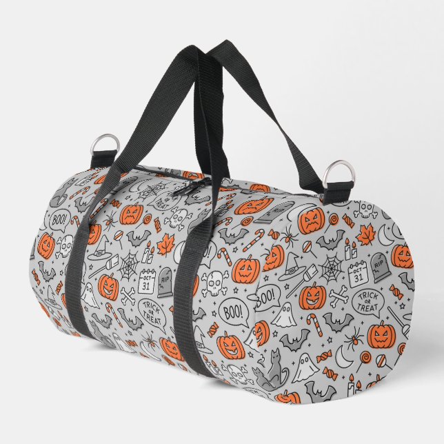 Cute Kids Halloween Doodle Pattern Duffle Bag (Left Corner)