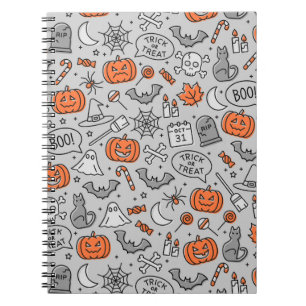 Cute Kids Halloween Doodle Pattern Notebook